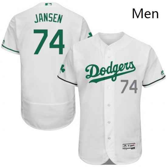 Mens Majestic Los Angeles Dodgers 74 Kenley Jansen White Celtic Flexbase Authentic Collection MLB Jersey